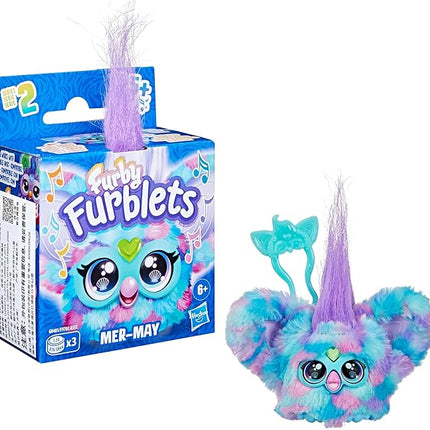 Furby Furblets Mer-May Mini Friend, 45+ Sounds, Ocean Music, Speaks Only Furbish, Electronic Plush Toys for Girls & Boys, Interactive Pets, Multicolor, 6+