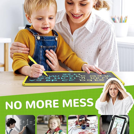 KOKODI LCD Writing Tablet, 16 Inch Colorful Toddler Doodle Board Drawing Tablet, Erasable Reusable Electronic Drawing Pads, Educational and Learning Toy for 3-6 Years Old Boy and Girls(Yellow)