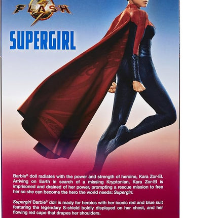 Barbie Supergirl Collectible Fashion Doll from The Flash Movie Wearing Red & Blue Suit with Cape, Display Stand Included