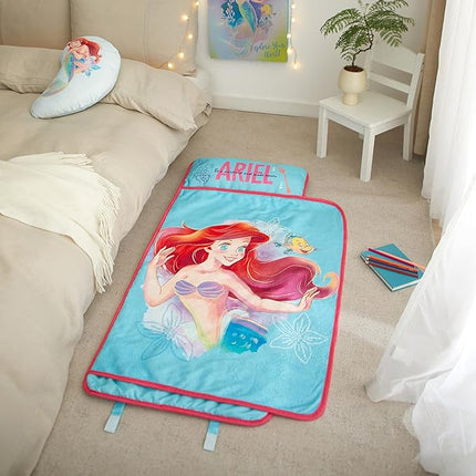 Super Soft Plush Toddler Quilted Nap Mat with Built in Blanket and Pillow