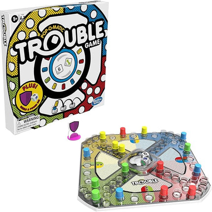 Hasbro Gaming Trouble Board Game, Includes Bonus Power Die and Shield, Family Game for 2-4 Players, Ages 5 and Up (Amazon Exclusive)