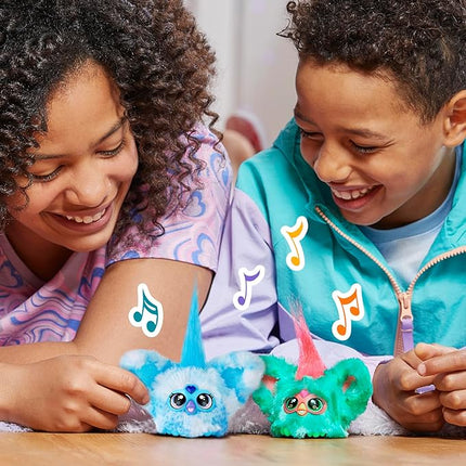 Furby Furblets SNO-Way Holiday Edition Mini Friend, 45+ Sounds, Holiday Music, Speaks Only Furbish, Electronic Plush Toys for Girls & Boys, Interactive Pets, Blue & White, 6+