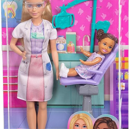 Barbie Dentist with Blonde Fashion Doll with Blue Dress and Lab Coat, 1 Kid Doll, Medical Doctor Furniture & Accessories
