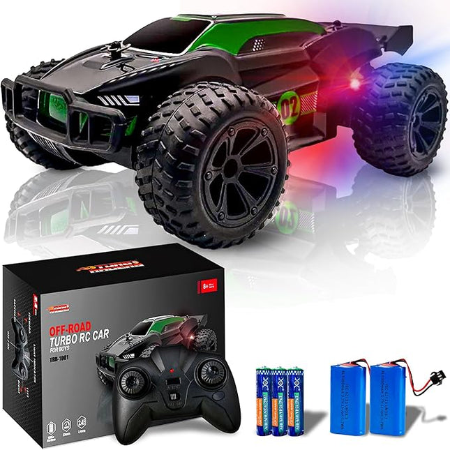 Offroad Remote Control Car for Boys 1:20 - High Speed RC Car for Teens, 20km/h Fast With LED Light, 2 Rechargeable 1000mAh Batteries - All Terrain Gift for Boys