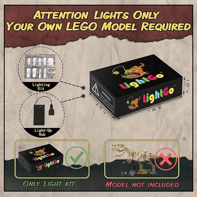 LightGo LED Kit for Lego Jurassic World 76968 Dinosaur Fossils Tyrannosaurus rex | Lighting Only-Bricks Set Not Included (Classic Version)