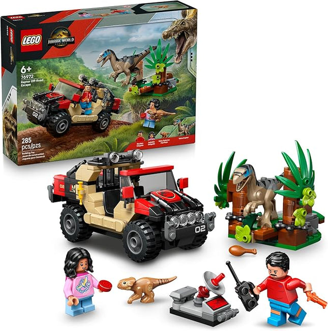 LEGO Jurassic World Raptor Off-Road Escape Dinosaur Toy - Building Playset with Dinosaur Action Figures, Jurassic World Toy for Boys & Girls, Ages 6+ - Gift Idea for Birthdays - 76972