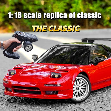 1:18 NSX Model LD1803 RC Drift Car 1/18 2.4G Remote Control on Road ESP Gyroscope LED Mini RC Racing Cars (Red)