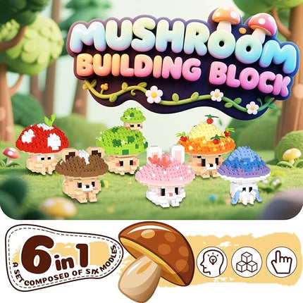 6 Cute Mushroom DIY Models (Animals & Plants), Educational STEM Toys, Creative Desk Decor & Collectible Gifts for Kids Age 8+ & Adults, Ideal for Birthday & Christmas