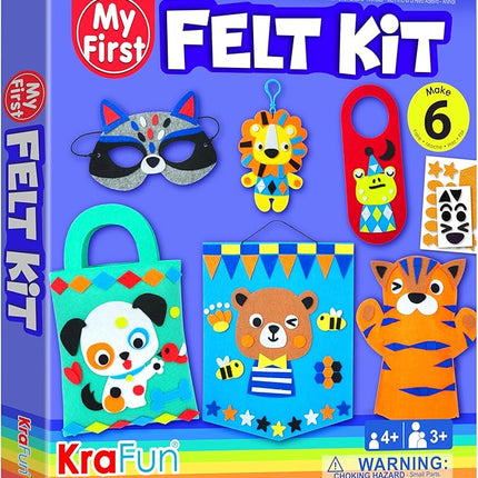 KRAFUN My First Felt Kit Animal Craft Kit for Kids and Toddlers, Boys and Girls Age 3-8 Years Old, Include 6 DIY Handmade Arts and Crafts Projects, Activities Supplies Box Preschool Creative Toys