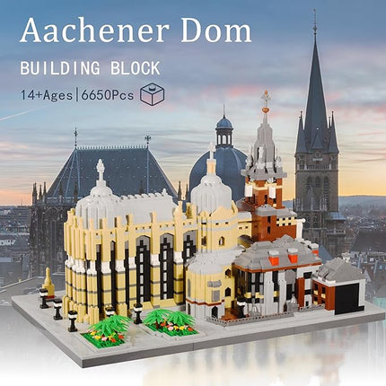 Micro Building Blocks Kit 6650PCS Germany Medieval Aachen Cathedral Miniature Building Block Set Church Architecture Construction Model for Adult and Teens Age of 14+