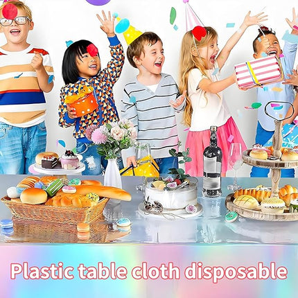 Iridescent Pink Plastic Tablecloths - Shiny Disposable Laser Rectangle Table Covers for Barbie Party, Taylor Swift Birthday, Hello Kitty, Unicorn Party Decorations, 54x72 Inches 1 Pack