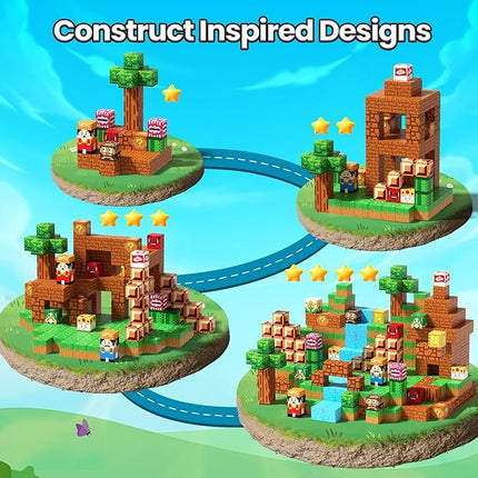 Magnetic Blocks Building Toys: Upgraded Adventure Magnetic Building Blocks Game Set for Kids Ages 3+, 48PCS Construction Toys STEM Sensory Educational Christmas Birthday Gifts