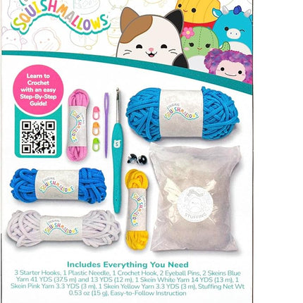 Original Squishmallows Bebe the Bluebird Crochet Kit, Includes Yarn, Crochet Hook, Starter Hooks, Step-By-Step Tutorials, Exclusive Crochet Kit For Beginners, DIY Craft, Crochet Kits, Great Teen Gifts