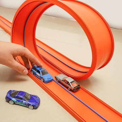 15 Ft Flexible Race Car Track Compatible with Hot Wheels and Diecast 1/64th Cars,Classic Long Rolls Up Portable Racetrack Roll Up Race Track