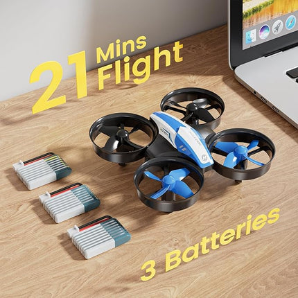 Holy Stone Mini Drone for Kids and Beginners RC Nano Quadcopter Indoor Small Helicopter Plane with Auto Hovering, 3D Flips, Headless Mode and 3 Batteries, Great Gift Toy for Boys and Girls, HS210 Blue