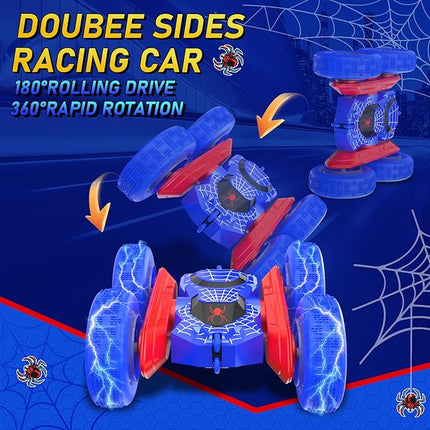 NQD Spider Remote Control Car- Double Sided 360°Rotate RC Stunt Car with Wheel Lights, 4WD Off-Road RC Cars 2.4Ghz Indoor/Outdoor Rechargeable Toy Car for Boys Age 4-7 8-12 Birthday Xmas Gift