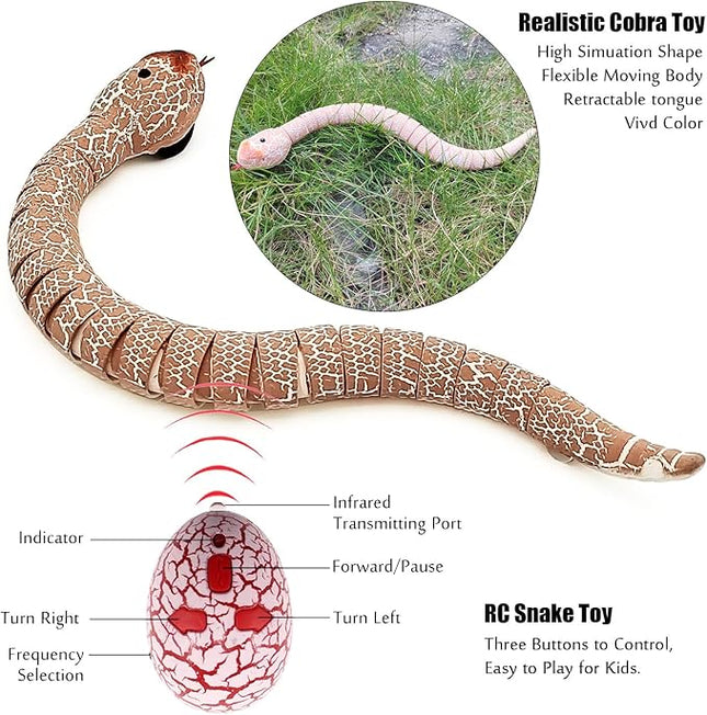 Tipmant Realistic Remote Control Snake RC Animal Toy Crawling Electric Electronic Battery Powered Honored for Kids Cat Halloween Christmas Prank Toys Birthday Gifts (Pink)