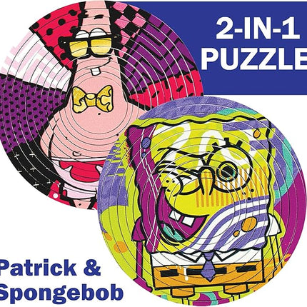 Spin Flip Puzzle: Spongebob & Patrick, 12 Rings, 3D Puzzle, Challenging, Fun, Interactive Brain Teaser for Kids and Adults, Stimulates Creativity