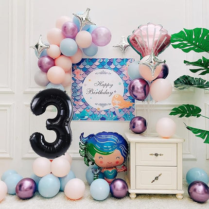 Smlpuame 40 inch Number Balloon 0-9 Black Large Number 3 Balloons,Digital Balloons for Birthday Party Celebration Decorations Supplies, Helium Foil Number Balloons for Wedding Anniversary