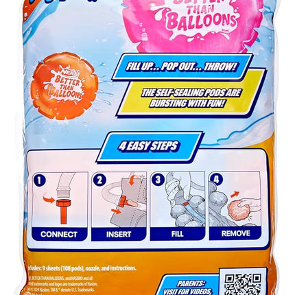 NERF Better Than Balloons Water Toys, 108 Pods, Easy 1 Piece Clean Up, Lots of Ways to Play, Backyard Water Fun, Gifts for Kids, Ages 3+