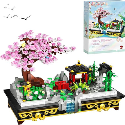 Cherry Blossom Tree Building Set Japanese Sakura Bonsai Block, Flowers House Mini Bricks Building Kit, Home Office Decoration, Creative Toys Gift for Adults Teens Children Kids 8+, 1008 pcs