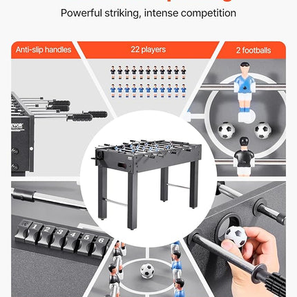 VEVOR Foosball Table 42/48/55 in Foosball Table Indoor Full Size Foosball Tables for Home, Family, and Game Room, Durable Soccer Set, Includes 2/4 Balls, Score Keeper, and 2 Cup Holders
