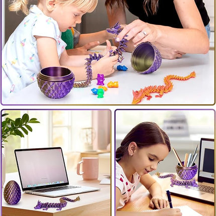 12 Inch 3D Printed Dragon - Mystery Surprise Egg with Flexible Articulated Dragon Inside, Cool Dragons Toys for Boys Kids Age 5-7