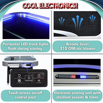 Freetime Fun Air Hockey Table 7 ft Game Table for Adults Light Up - Full Size Arcade Air Powered Indoor LED Hockey Table for Game Room