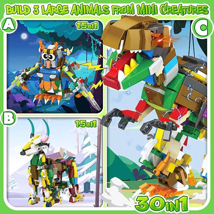 30 Packs Party Favors for Kids - STEM Toys Mini Animals Building Blocks Sets for Goodie Bags Stuffers Classroom Prizes, Valentines Day Birthday Gifts for Boys Girls Ages 6+