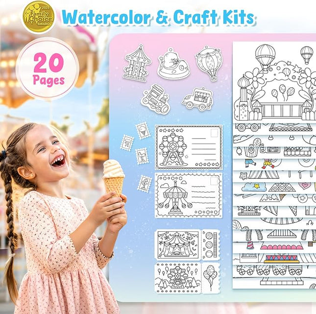 JoyCat Paint with Water Coloring Books for Toddlers, Watercolor Painting Sets for Kids Ages 3-5 4-8, Arts and Crafts Drawing Activities Toy Birthday Gift for Boys Girls (Funfair)