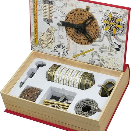 Da Vinci Code Mini Cryptex Metal Puzzle Box Set - 6PCS 3D Brain Teasers, IQ Challenge for Adults Teens, Gift for Christmas Birthday Valentine's Day, Anniversary & Family Party Game