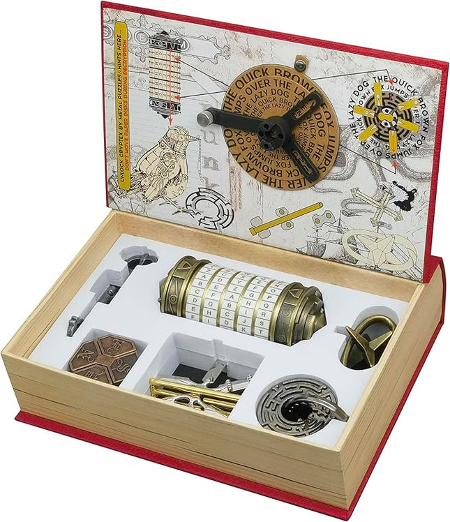 Da Vinci Code Mini Cryptex Metal Puzzle Box Set - 6PCS 3D Brain Teasers, IQ Challenge for Adults Teens, Gift for Christmas Birthday Valentine's Day, Anniversary & Family Party Game