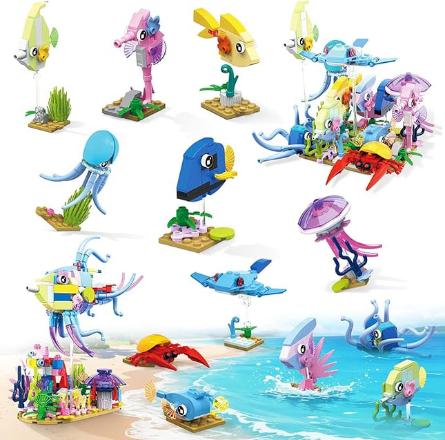 Party Favors for Gifts, 12 in 2 Creative Building Set Mini Sea World, Classroom Prizes Goodie Bag Fillers Stuffers, Birthday Halloween