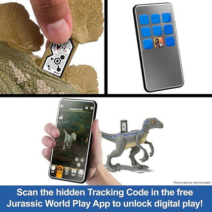 Mattel Jurassic World Gigantic Trackers Action Figure, Neovenator Dinosaur Toy with Attack Chomp, Evolving Head Crest & Digital Play