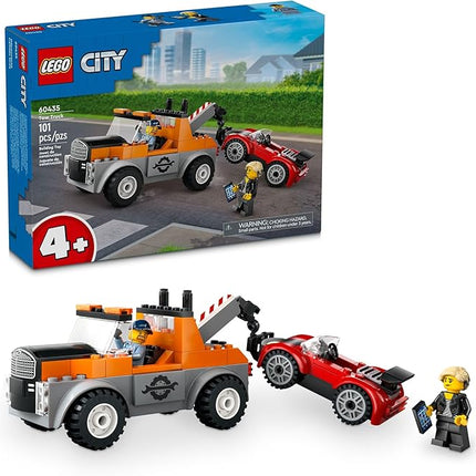 LEGO City Tow Truck and Sports Car Repair Building Set, Kids Gift Idea with 2 Minifigures and Accessories Including a Cochlear Implant, Pretend Play Tow Truck Toy for Boys & Girls Ages 4 and Up, 60435