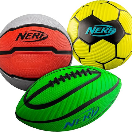 Nerf Mini Foam Sports Ball Set - Foam Football, Soccer Ball + Basketball Set Soft Foam Sports Set for Kids