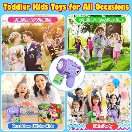 Toys for Ages 3-8 Boys Girls: Yunaking 2 Pack Bubble Machine Gun for Kids Rechargeable with Bubble Solutions, Kids Toys Gifts for 3 4 5 6 7 8 Years Old Boy Girl Birthday Toy for Kid Toddlers Ages 4-6