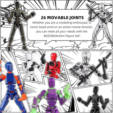 T13 Action Figure Set, 6PCS T 13 Robot Action Figure Titan 13 3D Printed Toys Articulated, for Modeling Enthusiasts Etc Birthday Gifts & Children's Day Gifts for Kids 5-8 Years Old（Assembly Required）