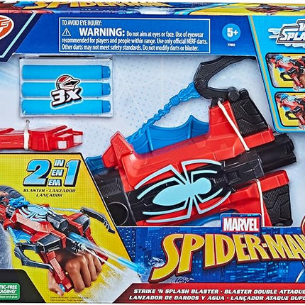 Marvel Spider-Man Spider Strike ‘N Splash Blaster, Super Hero Toys for Kids, Ages 5 and Up, Nerf Blaster for Kids, Water Blast Feature