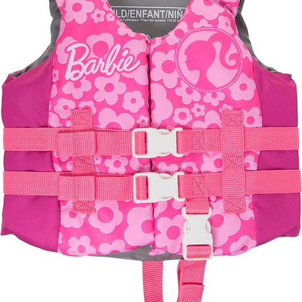 SwimWays Barbie Swim Trainer Life Jacket, US Coast Guard Approved Kids Swim Vest, Pool Floats & Life Jackets for Kids, 33-55 lbs