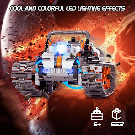 STEM Building Toys for Boys 6-12, 5in1 Remote & APP Controlled Car/Tank/Robot/Tracked Racer STEM Building Kit, 552 Pcs Educational Learning Building Blocks for Kids, RC Car Set for Boy Girls