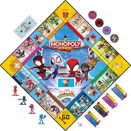 Monopoly Junior: Marvel Spidey and His Amazing Friends Edition Board Game for Kids Ages 5+, with Artwork from The Animated Series, Kids Board Games (Amazon Exclusive)