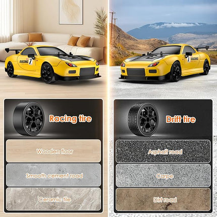 RC Drift Car, 1:14 Scale 4WD Drift Remote Control Car 2.4GHz 28km/h High Speed RC Racing Car, RTR with LED Lights,Racing and Drift Tires for Teens, Kids, Boys and Adults