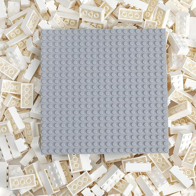 500 Piece Classic Building Bricks and 1 Gray Baseplate, 2x4 Bricks Bulk Creative Building Toys, Blocks Bulk for Kids Ages 6+, White(Samll Bricks, 1.25x0.62x0.47 in)