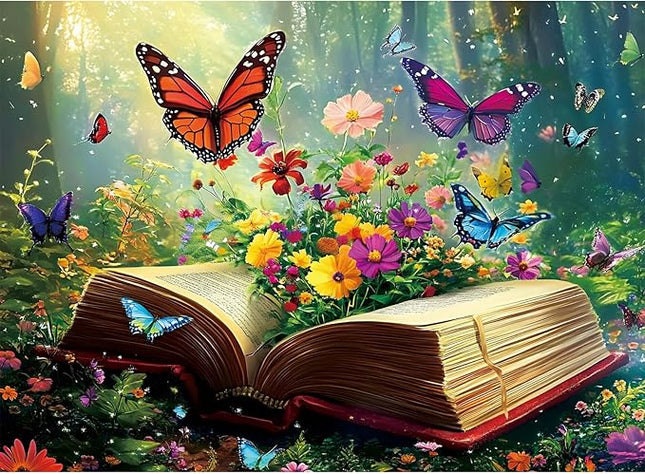 Jigsaw Puzzle 500 Pieces,Flowers Book 500 Piece Puzzles for Adults Kids Seniors Recycled Cardboard Adult Jigsaw Puzzle 500 Piece Family Activities Great Gift for Family and Friends 20.5 * 15 Inch