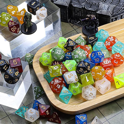 CiaraQ Polyhedral Dice Set - DND Role Playing Dice for Dungeons and Dragons RPG Table Games, Monochrome, 70pcs