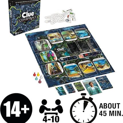 Clue Conspiracy Board Game for Adults and Teens, Secret Role Strategy Games, Ages 14+, 4-10 Players, 45 Minutes, Mystery & Party Games