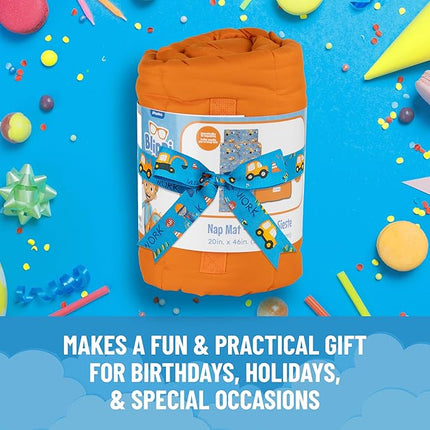 Jay Franco Kids Nap Mat with Embedded Pillow & Blanket – Soft 46"x20" Microfiber Sleeping Bag with Name Tag & Handle