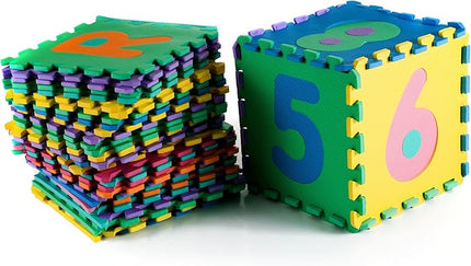 Kids' 96-Piece Foam Floor Alphabet and Numbers Puzzle Play Mat for Babies and Toddlers - Interlocking Tile Game by Trademark Games (Multicolored)