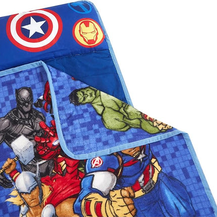 Super Soft Plush Toddler Quilted Nap Mat with Built in Blanket and Pillow